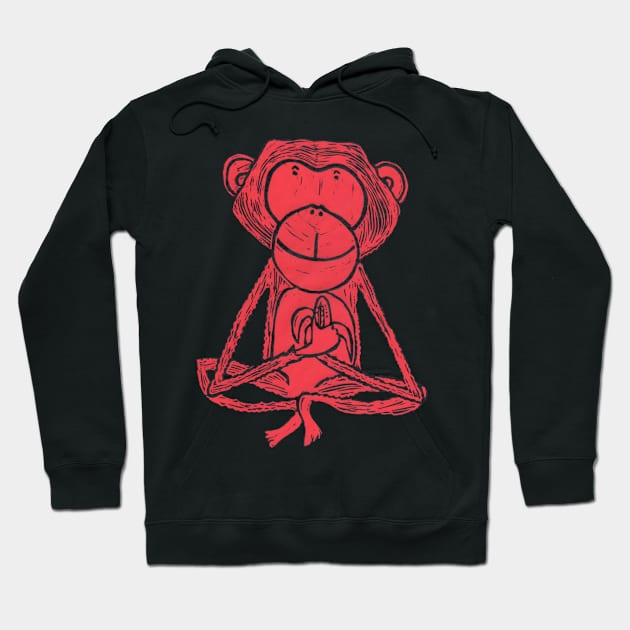 Monkey, Cheeky Monkey, red Hoodie by krisevansart